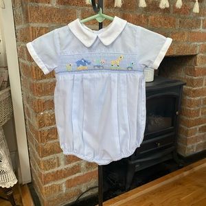 FriedKnit Creations Smocked Infant Boys Romper size 3 months